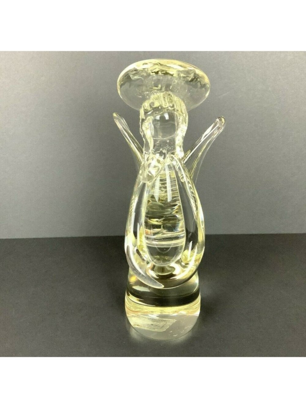 Clear Art Glass Angel Figurine Tall Halo Detailed Wings Religious Spiritual